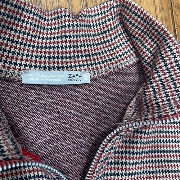 Zara Houndstooth Shift Dress with 1/4 zip front size S - Picture 5 of 9